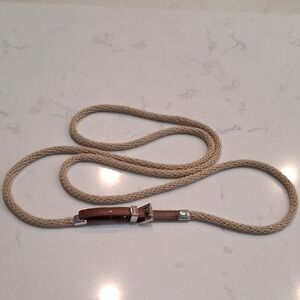 Michael Kors Tan Leather Belt/Rope Elegant Brass Finish.